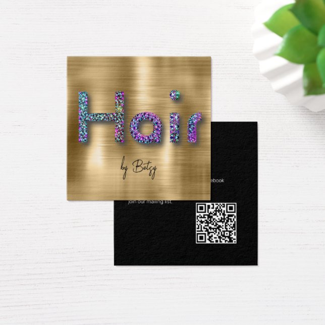 Glitter on Brushed Gold Hair Stylist Business Card (Desk)