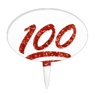 glitter one hundred emoji cake topper