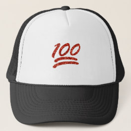 glitter one hundred emoji trucker hat