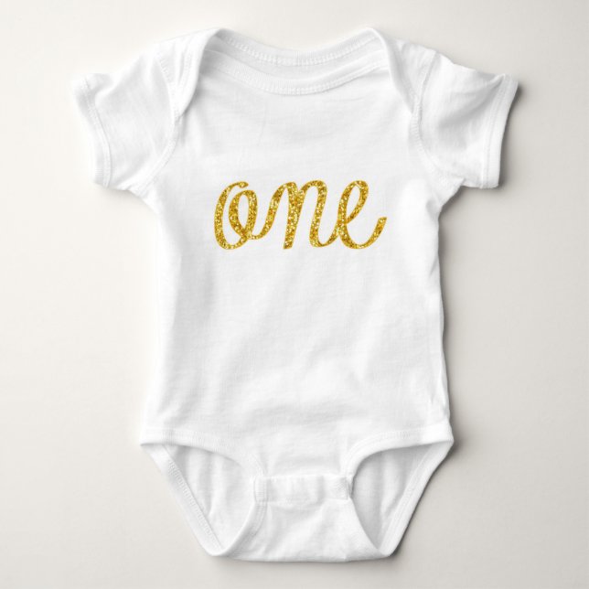 Glitter One T-Shirt Baby Bodysuit (Front)