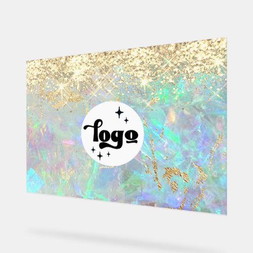 glitter opal background acrylic sign