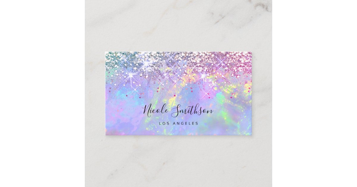 glitter opal business card | Zazzle