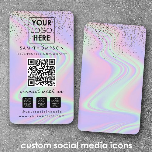 Glitter Opal Connect with Us Social Media QR Code Business Card