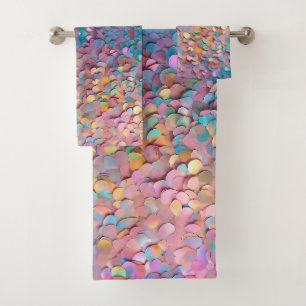 Glitter Opal Holographic Modern Collection Bath Towel Set