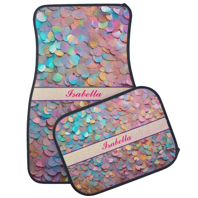 Glitter Opal Holographic Modern Collection Car Floor Mat (Set)