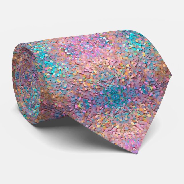 Glitter Opal Holographic Modern Collection Neck Tie (Rolled)