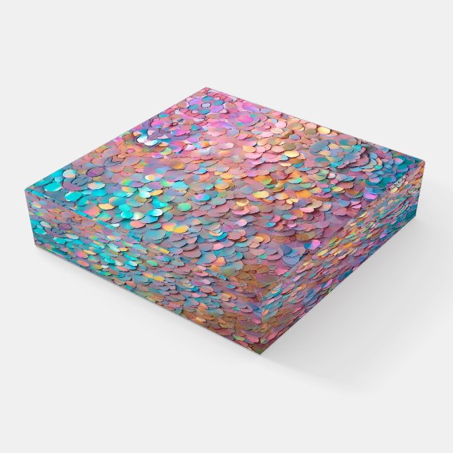 Glitter Opal Holographic Modern Collection Paperweight (Angled)