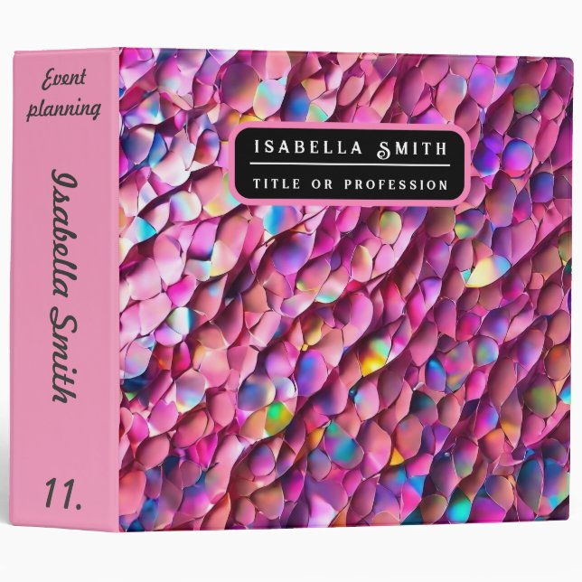 Glitter Opal Holographic Popular Collection 3 Ring Binder (Front/Spine)