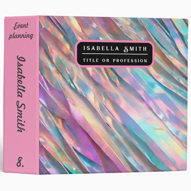 Glitter Opal Holographic Trendy Collection 3 Ring Binder (Front/Spine)