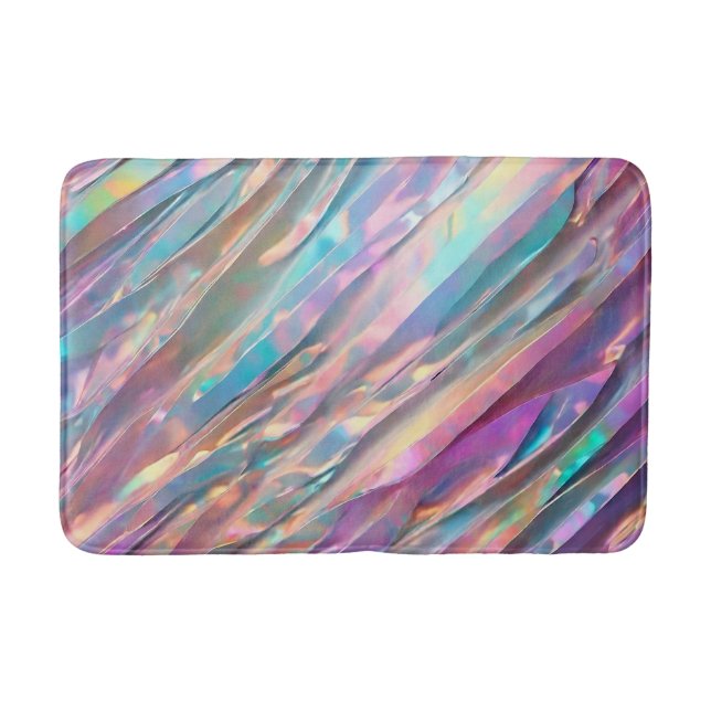 Glitter Opal Holographic Trendy Collection Bath Mat (Front)