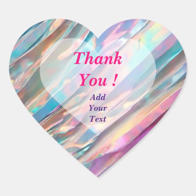 Glitter Opal Holographic Trendy Collection Heart Sticker (Front)