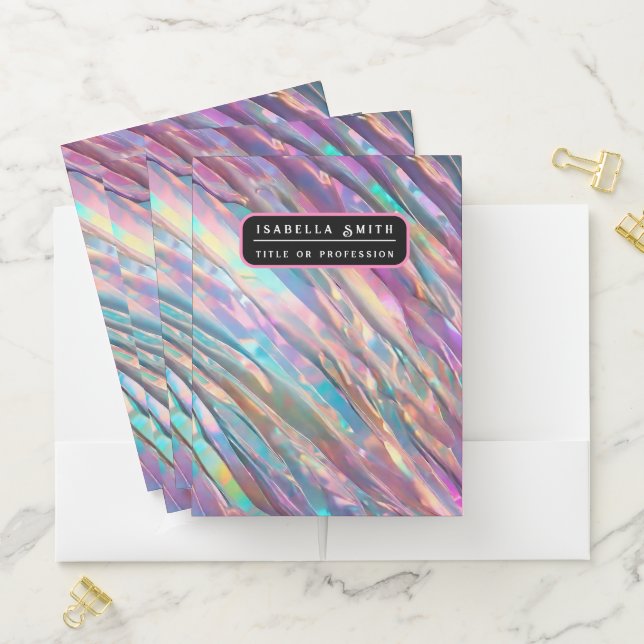 Glitter Opal Holographic Trendy Collection Pocket Folder (In Situ)