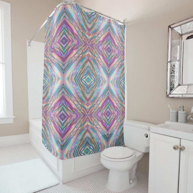 Glitter Opal Holographic Trendy Collection Shower Curtain (In Situ)