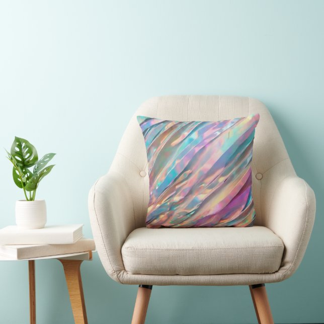 Glitter Opal Holographic Trendy Collection Throw Pillow (Chair)