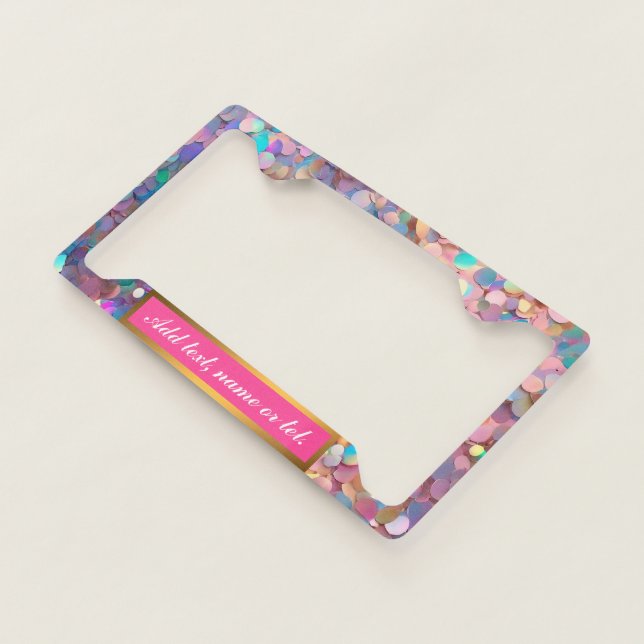 Glitter Opal Modern Holographic Collection License Plate Frame (3/4)