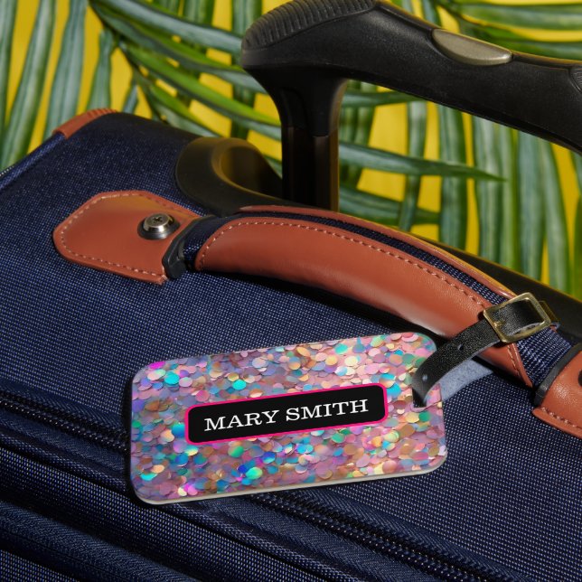 Glitter Opal Modern Holographic Collection Luggage Tag (Front Insitu 3)