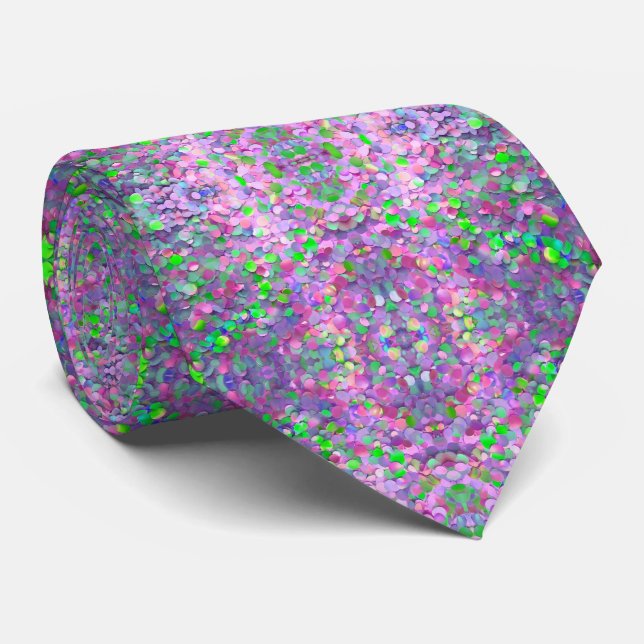 Glitter Opal Modern Holographic Collection Neck Tie (Rolled)