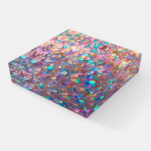 Glitter Opal Modern Holographic Collection Paperweight (Angled)