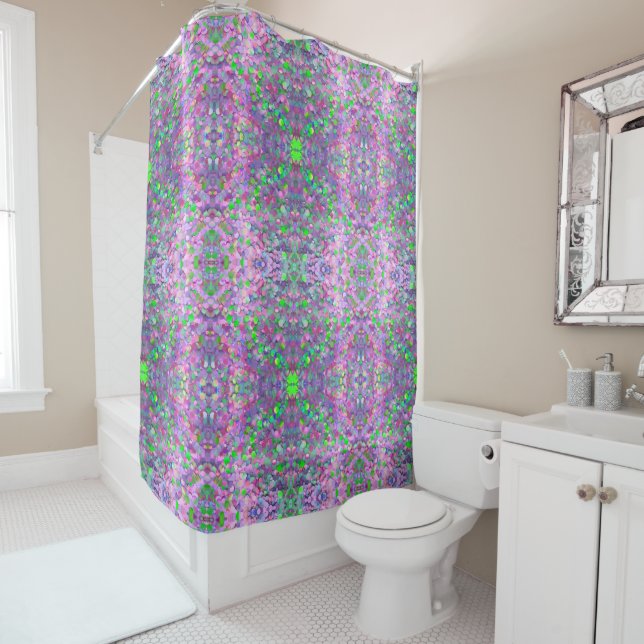 Glitter Opal Modern Holographic Collection Shower Curtain (In Situ)