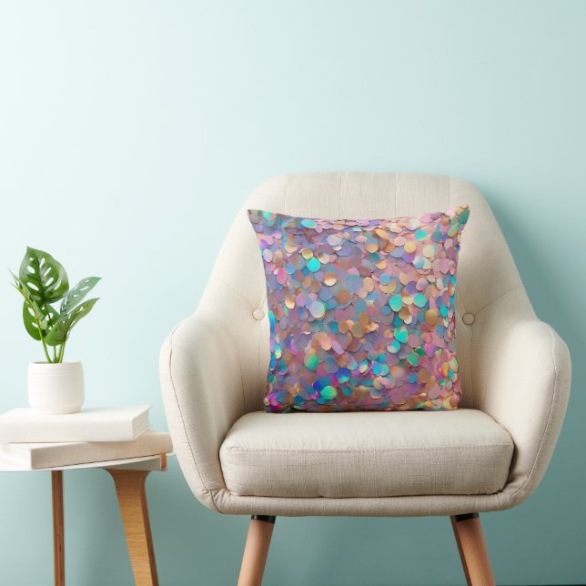 Glitter Opal Modern Holographic Collection Throw Pillow (Chair)