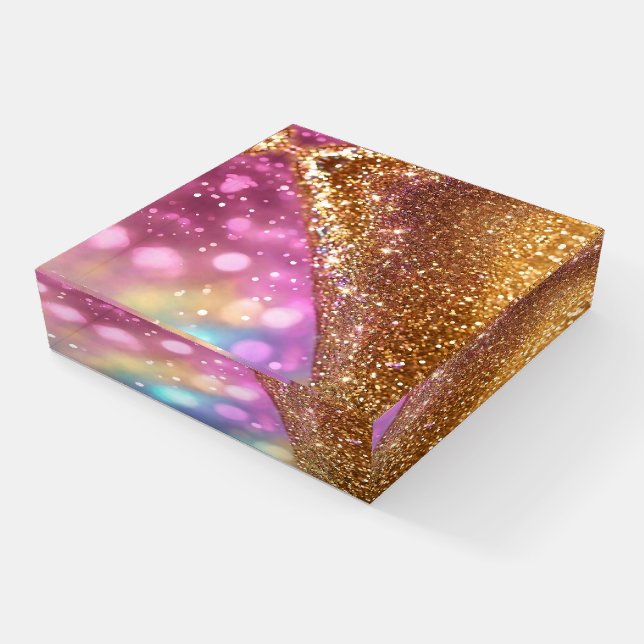 Glitter Opal Popular Holographic Collection Paperweight (Angled)