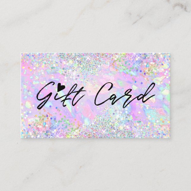 glitter opal texture background gift certificate (Front)