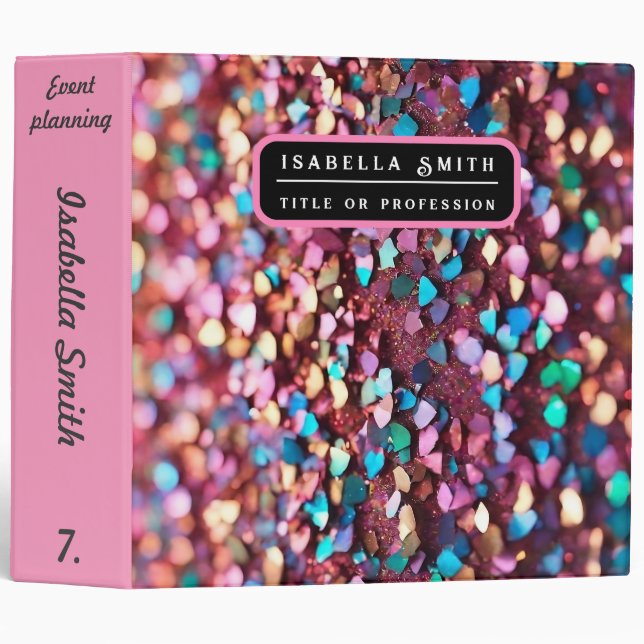 Glitter Opal Trendy Holographic Collection 3 Ring Binder (Front/Spine)