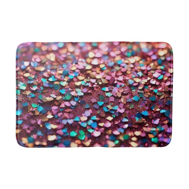 Glitter Opal Trendy Holographic Collection Bath Mat (Front)