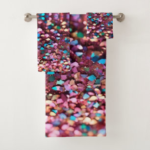 Glitter Opal Trendy Holographic Collection Bath Towel Set