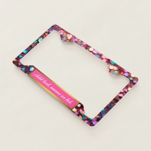 Glitter Opal Trendy Holographic Collection License Plate Frame