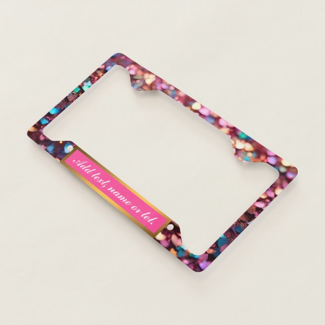 Glitter Opal Trendy Holographic Collection License Plate Frame (3/4)