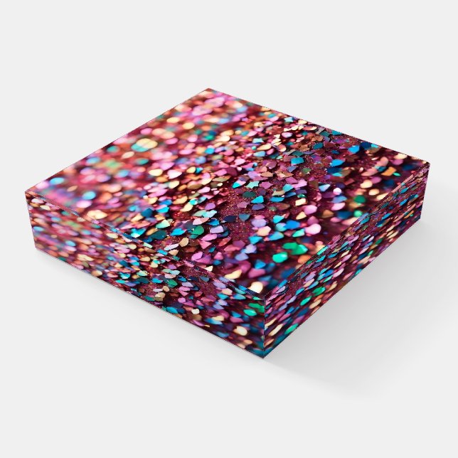 Glitter Opal Trendy Holographic Collection Paperweight (Angled)
