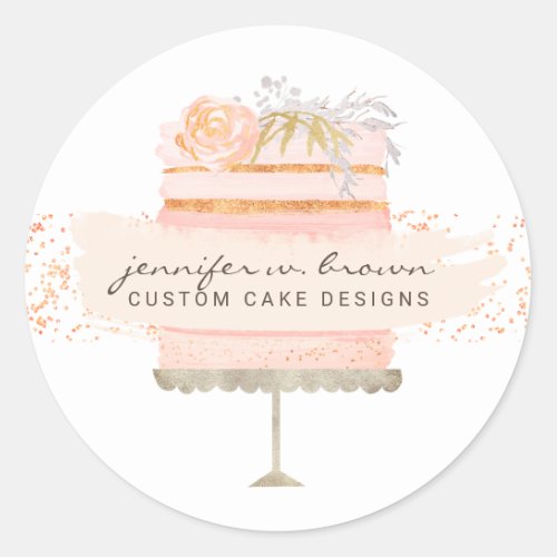 Glitter Orange Cake Bakery Classic Round Sticker