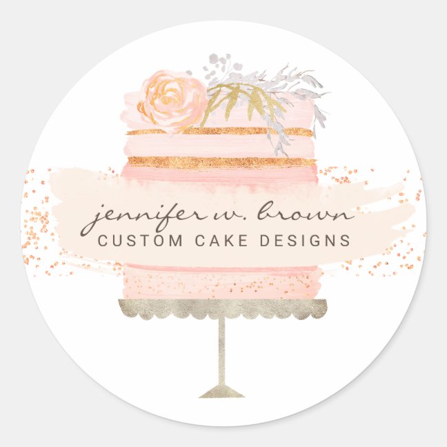 Glitter Orange Cake Bakery Classic Round Sticker