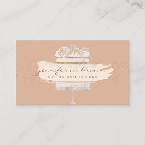 Glitter orange Floral Bakery Pastry Patisserie Business Card