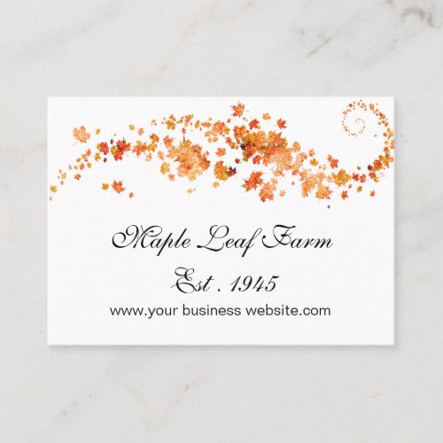 Glitter Orange Maple Leaf  Business Card