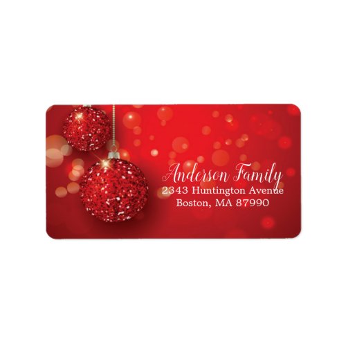 Glitter Ornament Christmas Return Address Label