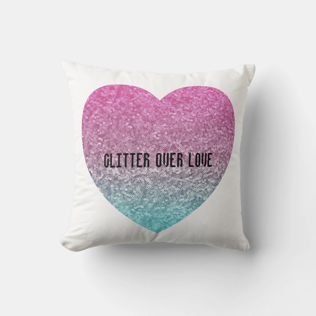 Glitter over love throw pillow (Front)