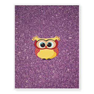 Glitter Owl Temporary Tattoos