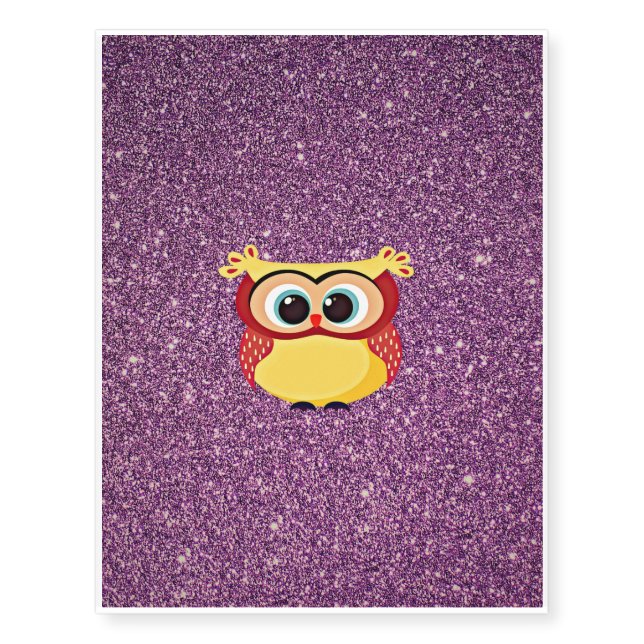 Glitter Owl Temporary Tattoos (Front)