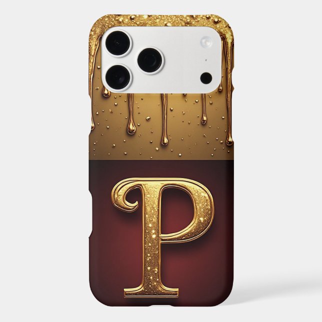 Glitter P Monogram Dripping Luxe Liquid iPhone Case (Back)