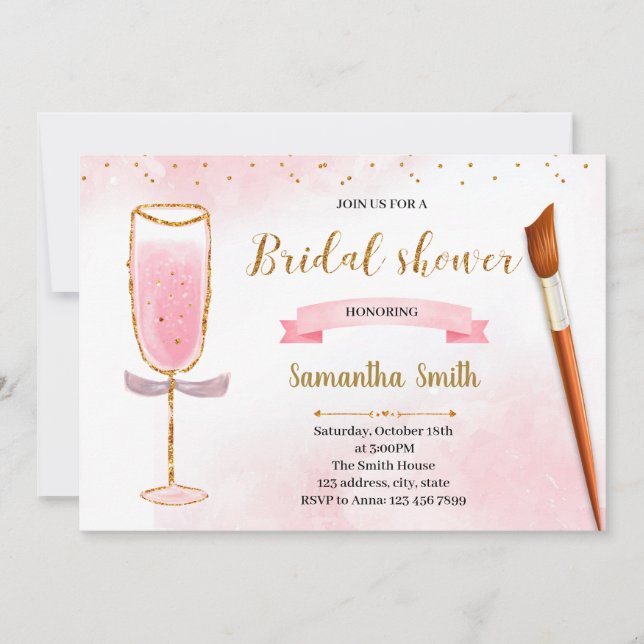 Glitter paint and sip shower invitation (Front)