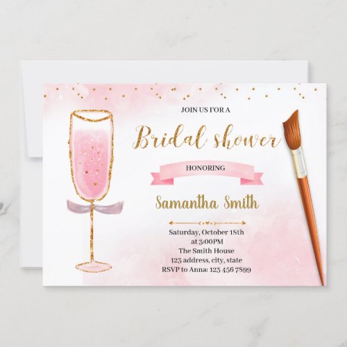 Glitter paint and sip shower invitation
