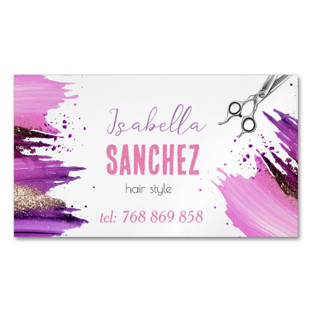 glitter paint stain business card magnet (Front)