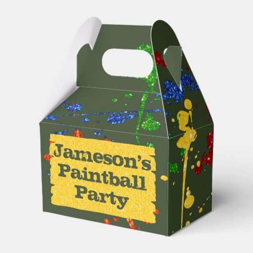 Glitter Paintball Party Custom Name Favor Box