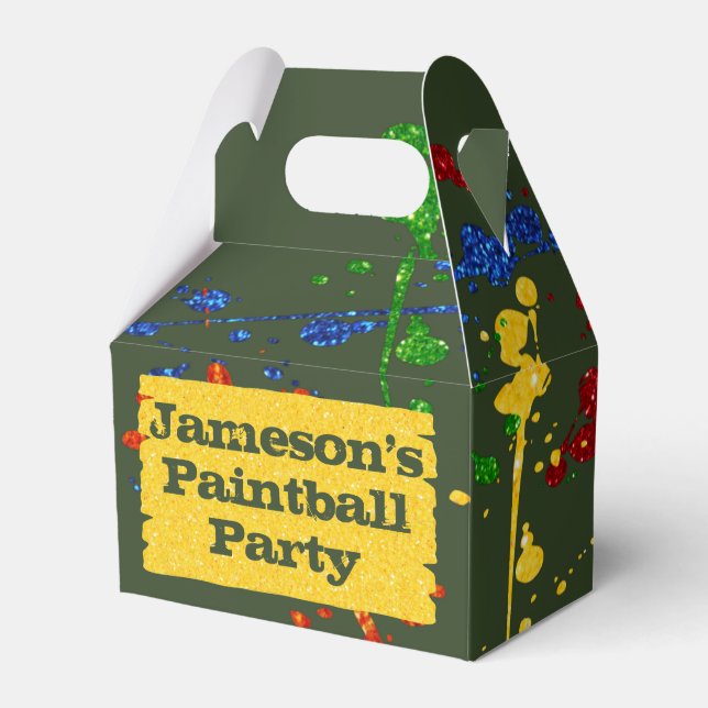 Glitter Paintball Party Custom Name Favor Box (Front Side)