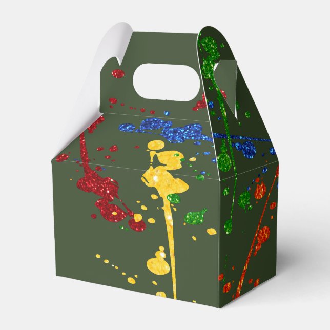 Glitter Paintball Party Paint Splatter Favor Boxes (Front Side)