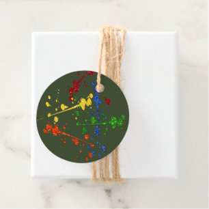 Glitter Paintball Party Paint Splatter Favor Tags