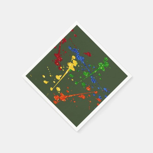 Glitter Paintball Party Paint Splatter Napkins