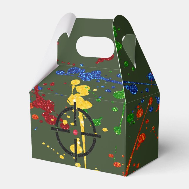 Glitter Paintball Party Targets Favor Boxes (Front Side)